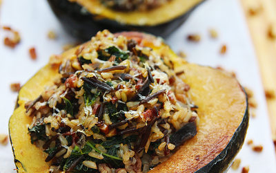 Mushroom Pecan & Kale Stuffed Squash
